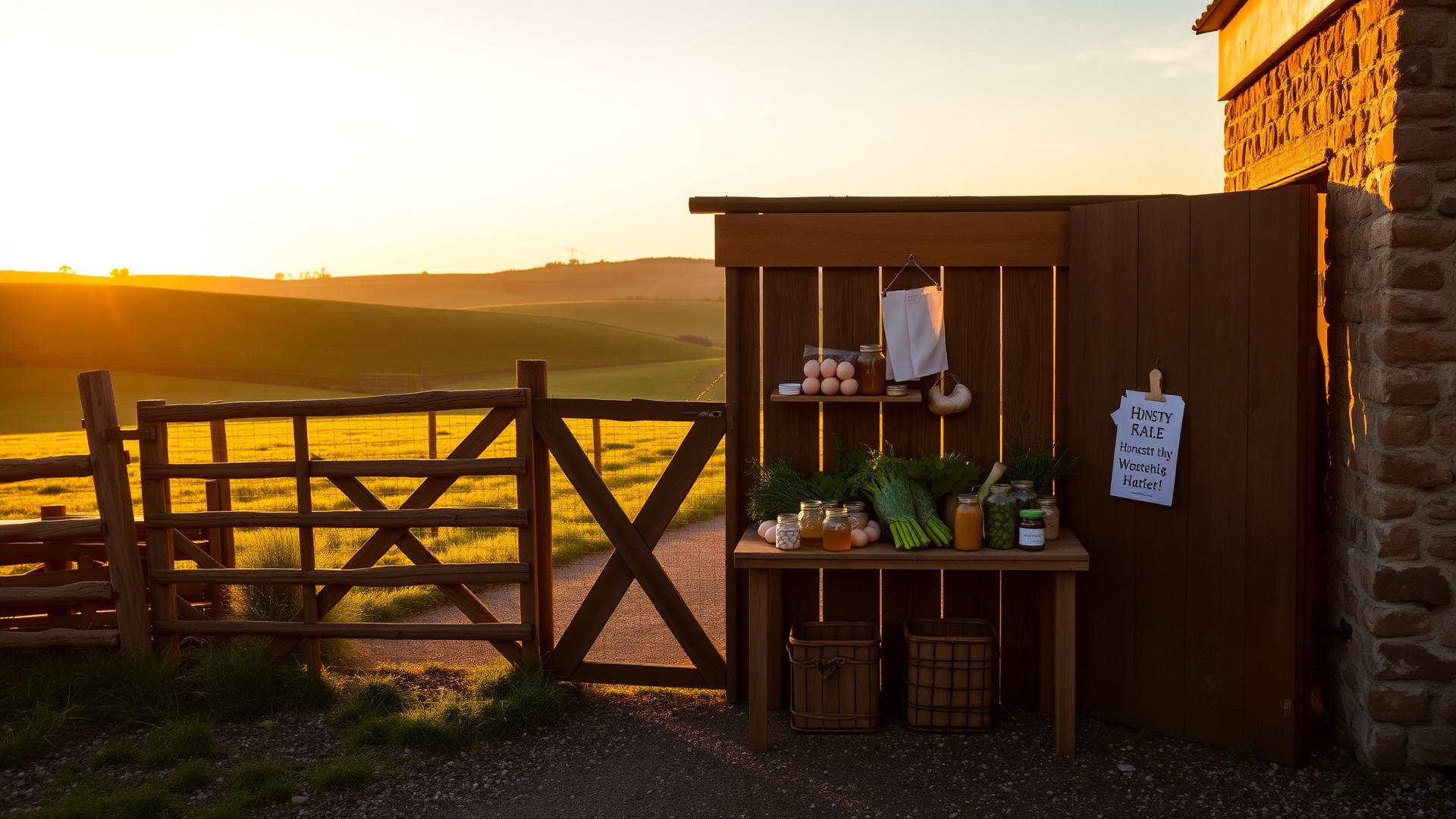 A British smallholding with a farm gate honesty stall